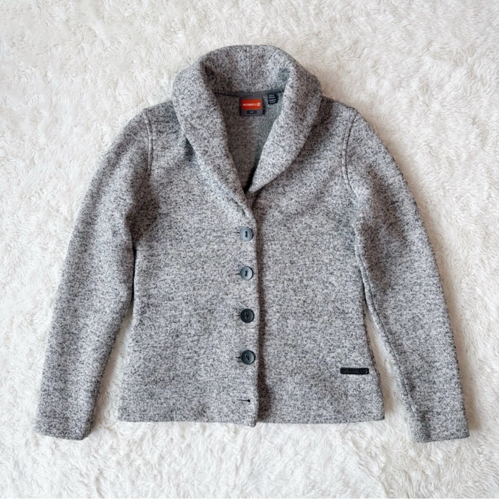 Merrell Woman Gray Fleece Button Cardigan Sweater SMALL Outdoor Classic Coastal